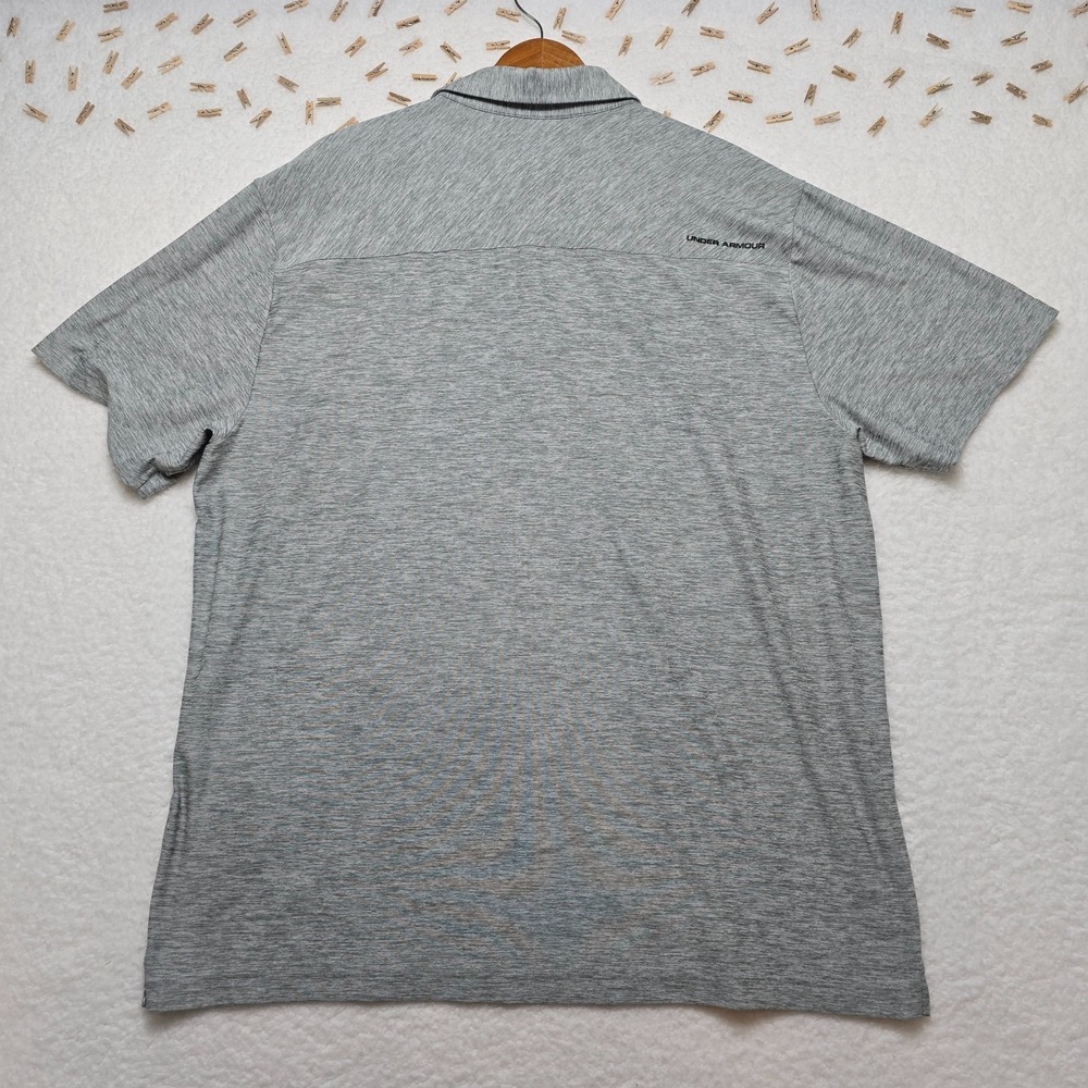 Under Armour Golf Polo Shirt Men's 2XL Loose Gray Short Sleeve Heatgear Tech - Picture 12 of 16